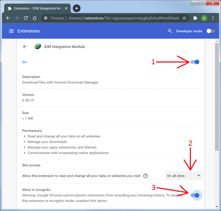 Enable 'IDM Integration Module' extention